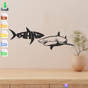 Decoration Whale Shark Decor Laser Cut, Svg, Dxf, Glowforge CNC Cutting, Pdf , Dxf, Svg Ai Eps Digital Vector Files Instant Download