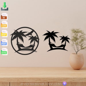 Wall Decoration Palm trees Svg Laser Cut, Svg, Dxf, Glowforge CNC Cutting, Pdf , Dxf, Svg Ai Eps Digital Vector Files Instant Download
