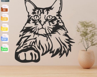 Angry Cat Wall Decor: Laser Cut Vector Files (Digital Download)