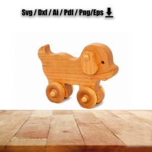 木製おもちゃの車、子犬のパーソナライズされたおもちゃ、プッシュおもちゃ、CNC 切断プラン、CNC ルーター、デジタル、ベクター ファイル、インスタント ダウンロード、Cdr、Pdf、Ai、Eps