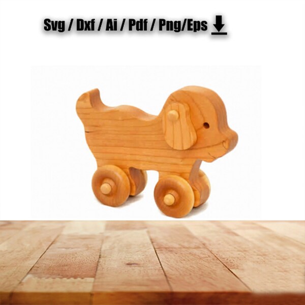 Wood Toy Car, Puppy Personalized Toy, Push Toy,  CNC Cutting Plans, CNC Router, Digital, Vector Files, Instant Download, Cdr, Pdf, Ai, Eps