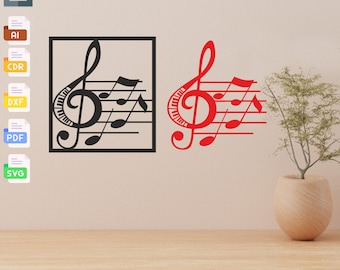 Music Dxf, Notes Dxf, Music Notes Wall Decor, Dxf, Svg, Eps, Png Files ...