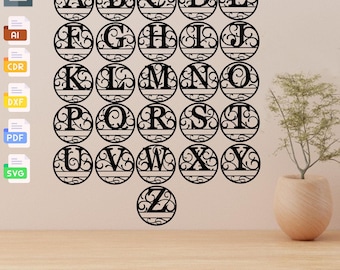 Personalized Split Monogram Sign, Laser Cut Files (Digital Download)