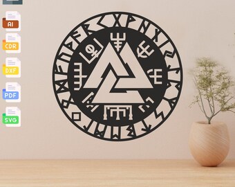 Vegvisir Viking Compass SVG: Runic Metal Wall Art (Digital Download)