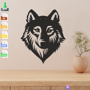 Wolf Design laser cut svg dxf files wall sticker engraving decal silhouette template cnc cutting laser digital vector instant download