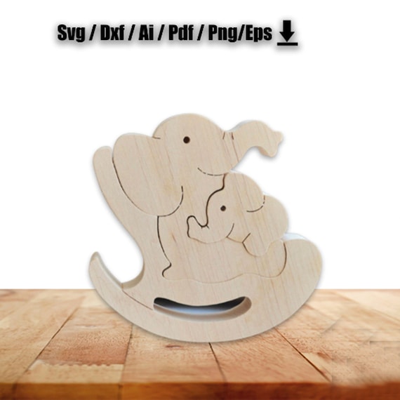 Rompecabezas de elefante de madera: Archivos cortados con láser