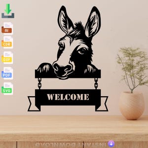 Peeping donkey Wall Art laser cut svg dxf files wall sticker engraving decal silhouette template laser digital vector instant download