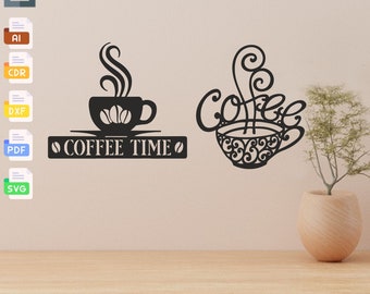 Coffee Time SVG Files: Laser Cut CNC Vector (Digital Download)