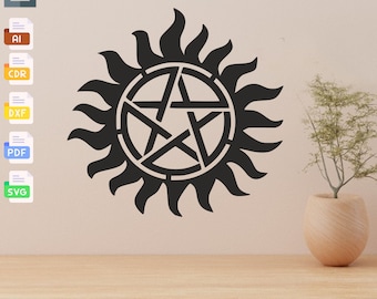 Trampa del Diablo SVG: Decoración de pared cortada a láser, inspirada en lo sobrenatural (Descarga digital)
