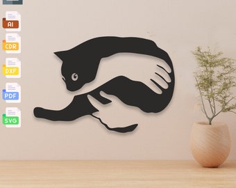 Arte mural de gatos: Plantilla de silueta cortada a láser (archivos digitales)