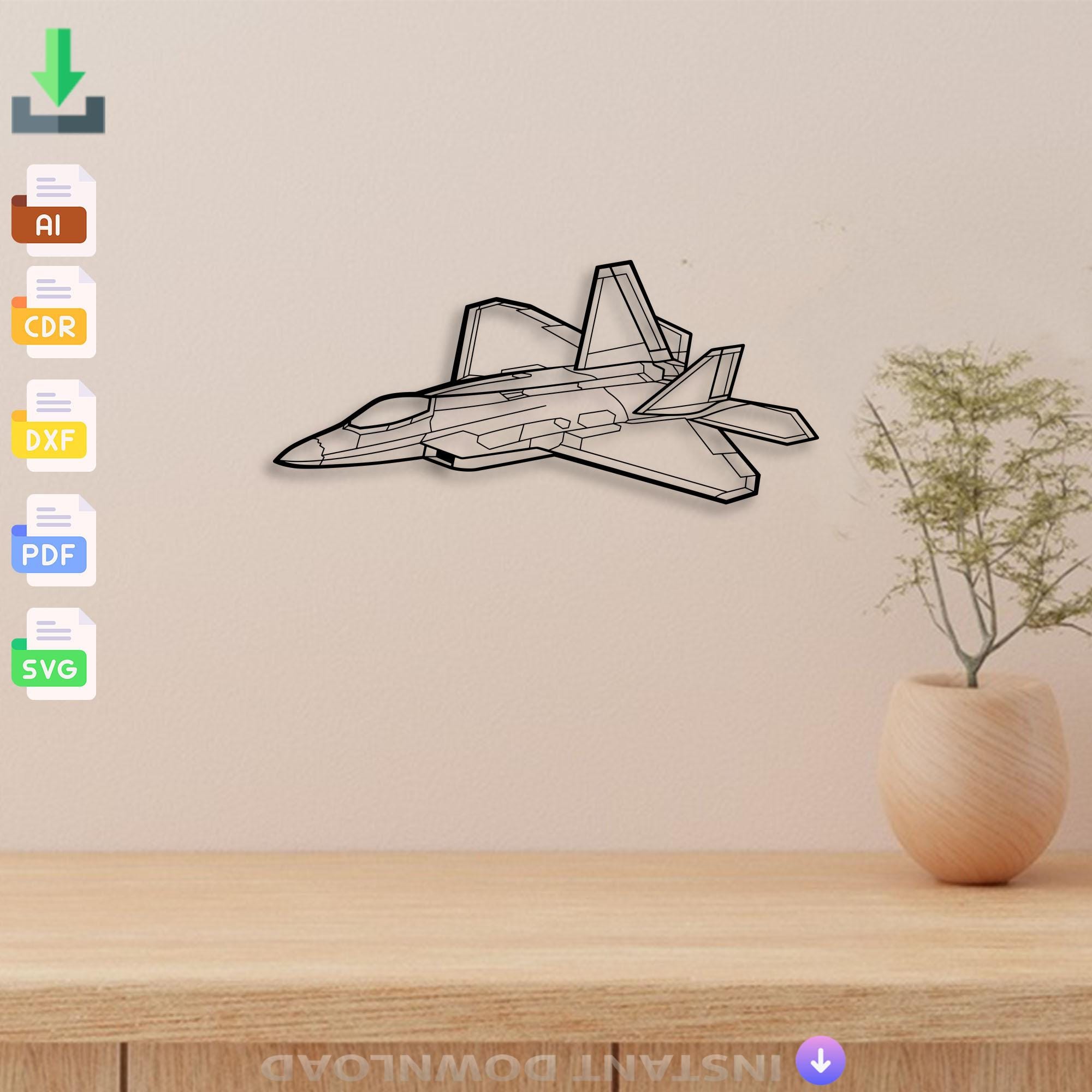 Lockheed Martin F 22 Raptor - Svg Dxf Ai Pdf - Cnc Plasma Laser Cut Jet ...