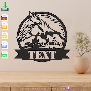 Personalized Horse Laser Cut File: SVG, DXF, CNC, Wall Decor (Digital Download)