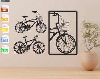 Bicycle Wall Decor Laser Cut Files: SVG, DXF, PDF (Digital Download)