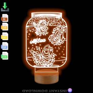 Personalized Butterfly LED Lamp SVG: Laser Cut Files (Digital Download)
