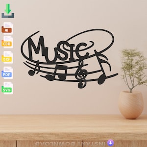 Music Notes Metal Wall Art: Laser Cut Files (Digital Download)