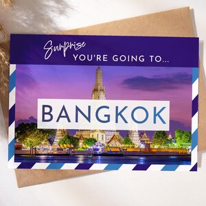 Carte de voyage surprise à Bangkok, Surprise où vous allez, carte de voyage surprise, cadeau de vacances, vacances surprise, week-end, téléchargement numérique