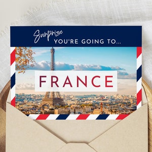 Frankreich Überraschungsreisekarte, Überraschung, die Sie machen, Überraschungsreisekarte, Urlaubsgeschenk, Überraschungsurlaub, Wochenende, digitaler Download