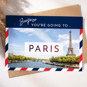 Carte de voyage surprise à Paris, Surprise où vous allez, carte de voyage surprise, cadeau de vacances, vacances surprise, week-end, téléchargement numérique