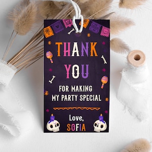 Tag der Toten Halloween Party Mitbringsel Dia de Los Muertos Dankeschön Geschenkanhänger, Mexikanische Geburtstagsfeier, Fiesta Geschenkanhänger, Instant Download H6
