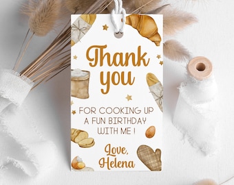 Cooking Party Birthday Favor Tag, Baking Party Gift Tags, Thank You Tags, Kids Cooking Class, Chef Party, Cooking Party Decor, Download BD14