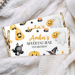 Halloween Birthday Party Chocolate Bar Wrapper, Ghost Birthday Chocolate, Spooktacular Costume Party, Candy Boo, Trick or treat, Download H1