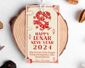 Lunar New Year Dragon Gift Tag, Chinese New Year Favor Tag, Dragon Tag, Thank you tag, New Year 2025, Greeting Cards, Instant Download, LN1