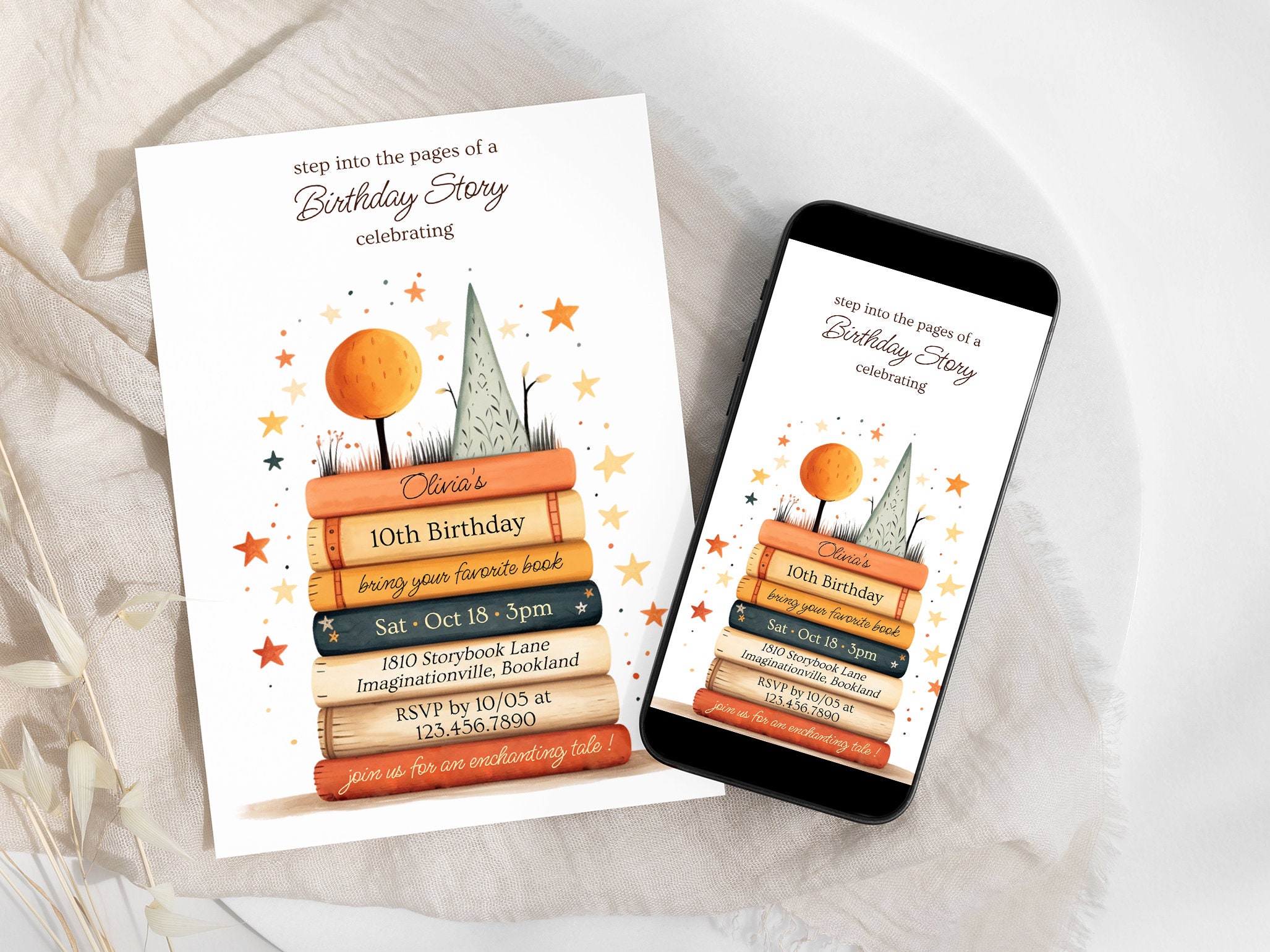 Storybook Birthday Invitation Editable, Book Themed Party Template ...