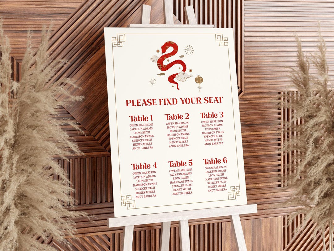 Year of Snake Seating Chart Sign, 100 Days Snake Find Your Seat, 100 ...