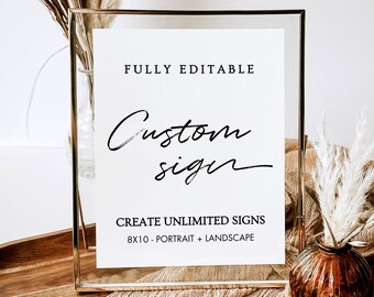 Modern Minimalist Wedding Custom Sign Template, Modern Wedding Sign Printable, Editable Wedding Signage, Instant Download, Audrey