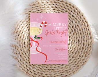 Girls Night Christmas Party Invitation Template, Cocktail Night, Holiday Party, Xmas Friendsmas, Work Party, Christmas Dinner, Download