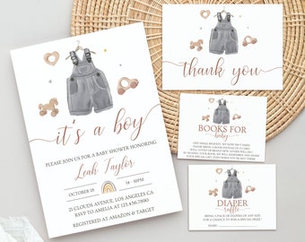 Es ist ein Junge-Babyparty-Einladungs-Bundle bearbeitbar, Babyparty-Einladung, Junge-Babyparty-Einladungs-Pack, sofortiger Download, Boho BB4