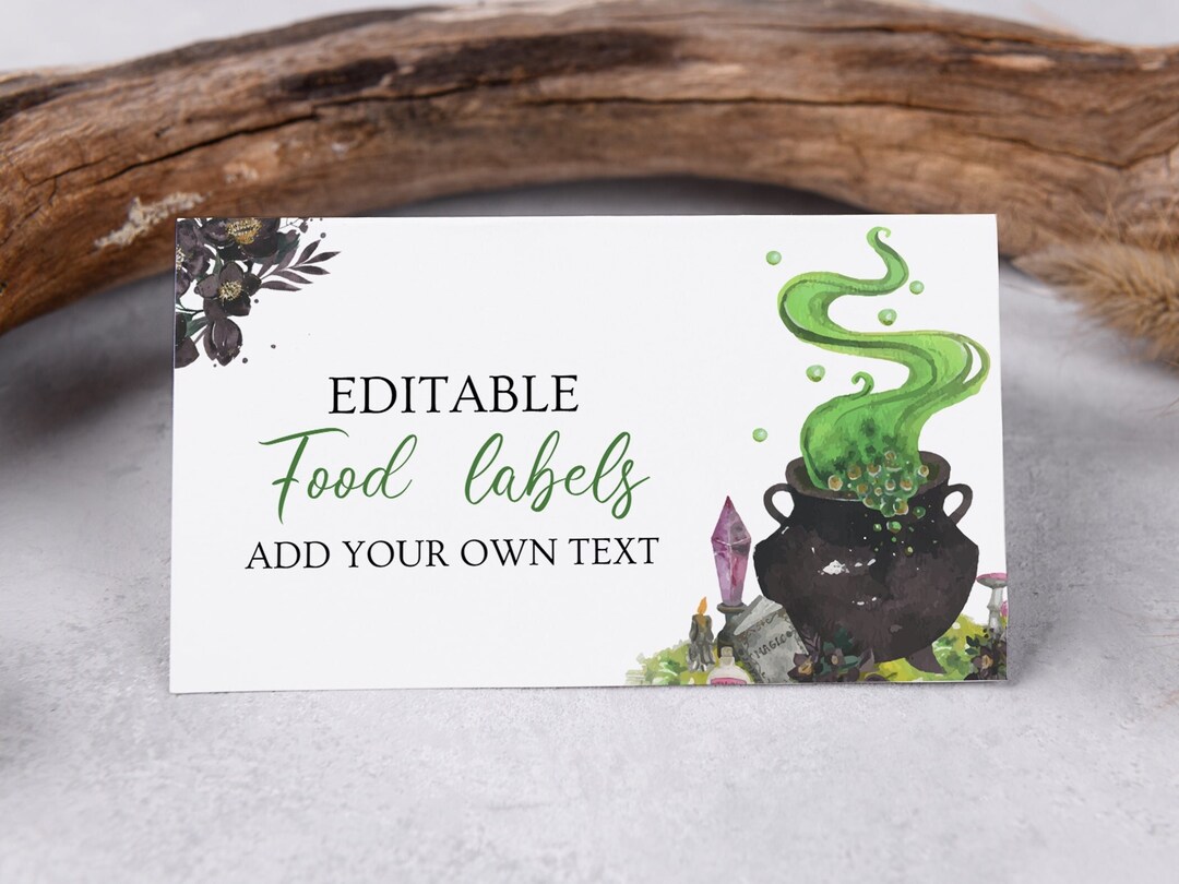 Halloween Party Food Labels Editable, Witch Cauldron Label Cards, A ...