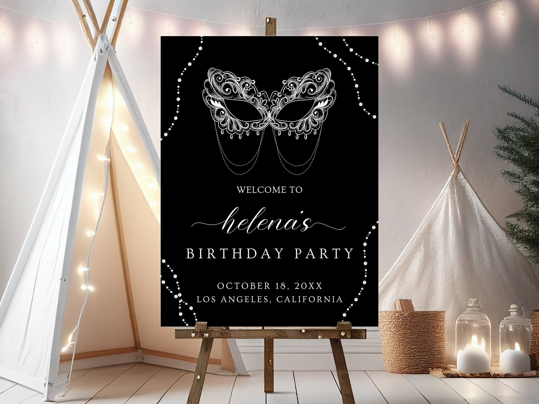 Masquerade Birthday Party Welcome Sign, Maquerade Party Prom, Masked ...
