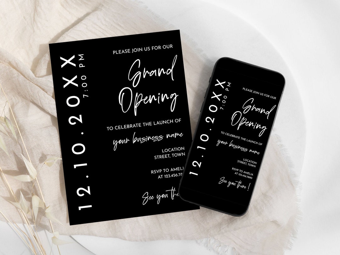 Minimalist Grand Opening Invitation Template, Modern Business Event, We ...