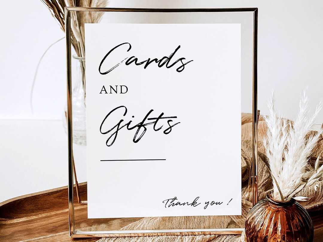 Cards and Gifts Sign, Modern Gifts Table Sign Template, Wedding Sign ...