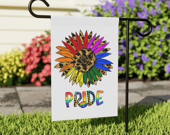 PRIDE month flag, LGBTQ garden flag, LGBTQ Pride garden flag, rainbow sunflower  pride, rainbow garden flag, summer garden flag