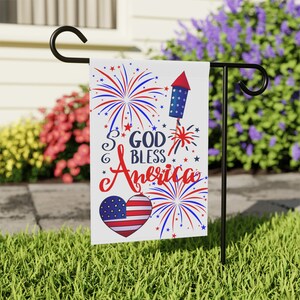 Fourth  of July Flag, Summer garden flag, God bless America garden flag, Patriotic flag, red,white and blue garden flag