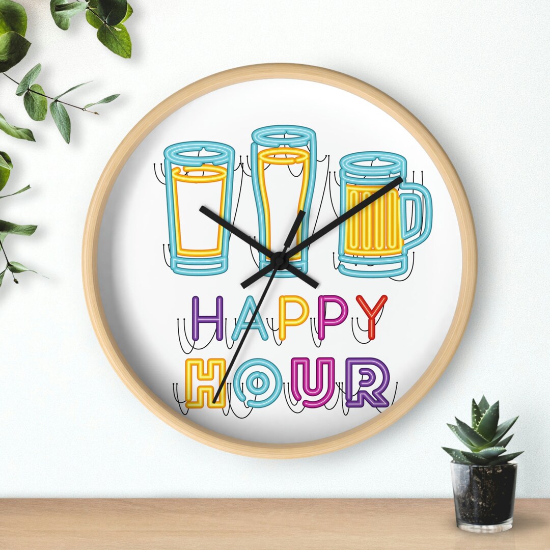 Happy Hour Wall Clock Etsy