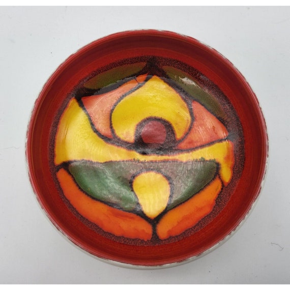 Vintage Poole Pottery England Multi-Colored Ceramic Bowl 5” Diameter 1.75" Tall