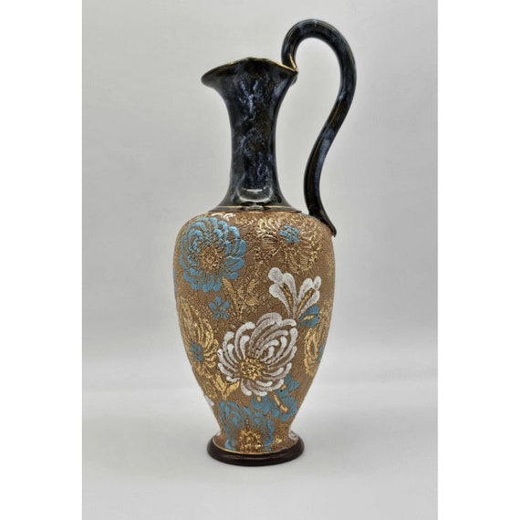 Royal Doulton Lambeth Slaters Patent Tapestry  Ewer 10 1/4" Tall
