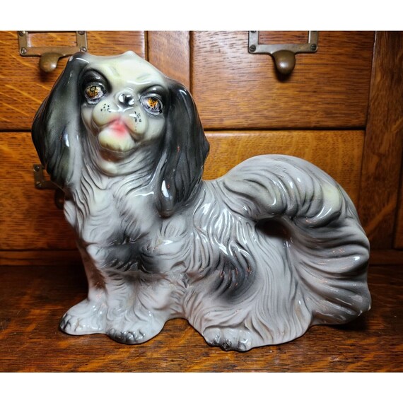 Japanese Chin Pekingese DOG DECANTER ITALY 10" Signed Beautiful Rare