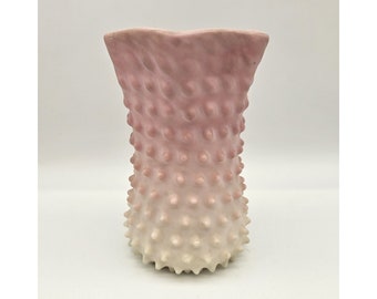 19th Cen. Phoenix Art Glass Burmese Matte Hobnail Vase