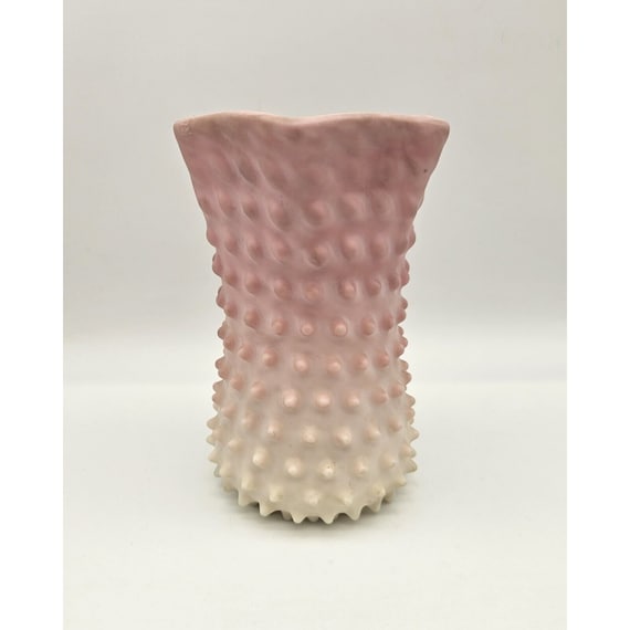 19th Cen. Phoenix Art Glass Burmese Matte Hobnail Vase