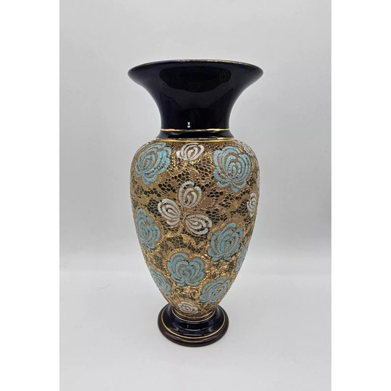 Antique Royal Doulton Slaters Patent Large Blue Floral Vase 11" T