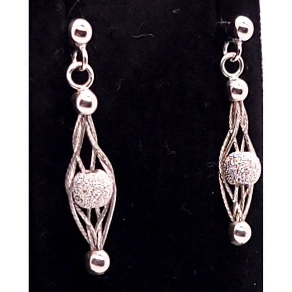 Handcrafted White Sterling Silver Galaxy Drop Earrings Vintage