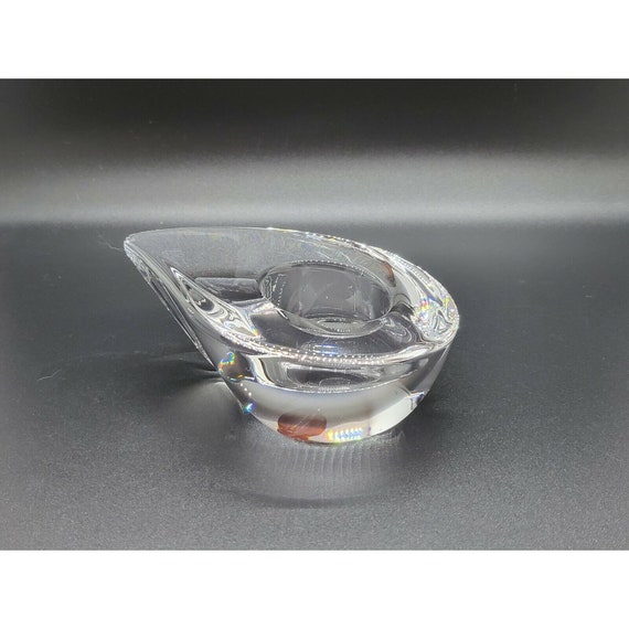 Vintage Orrefors Crystal Votive Tealight Candle Holder Sweden Signed & Sticker