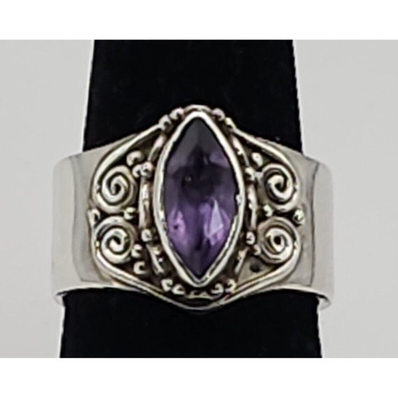 Sajen Sterling Silver & Amethyst Ring Size 7.5 Signed Gorgeous