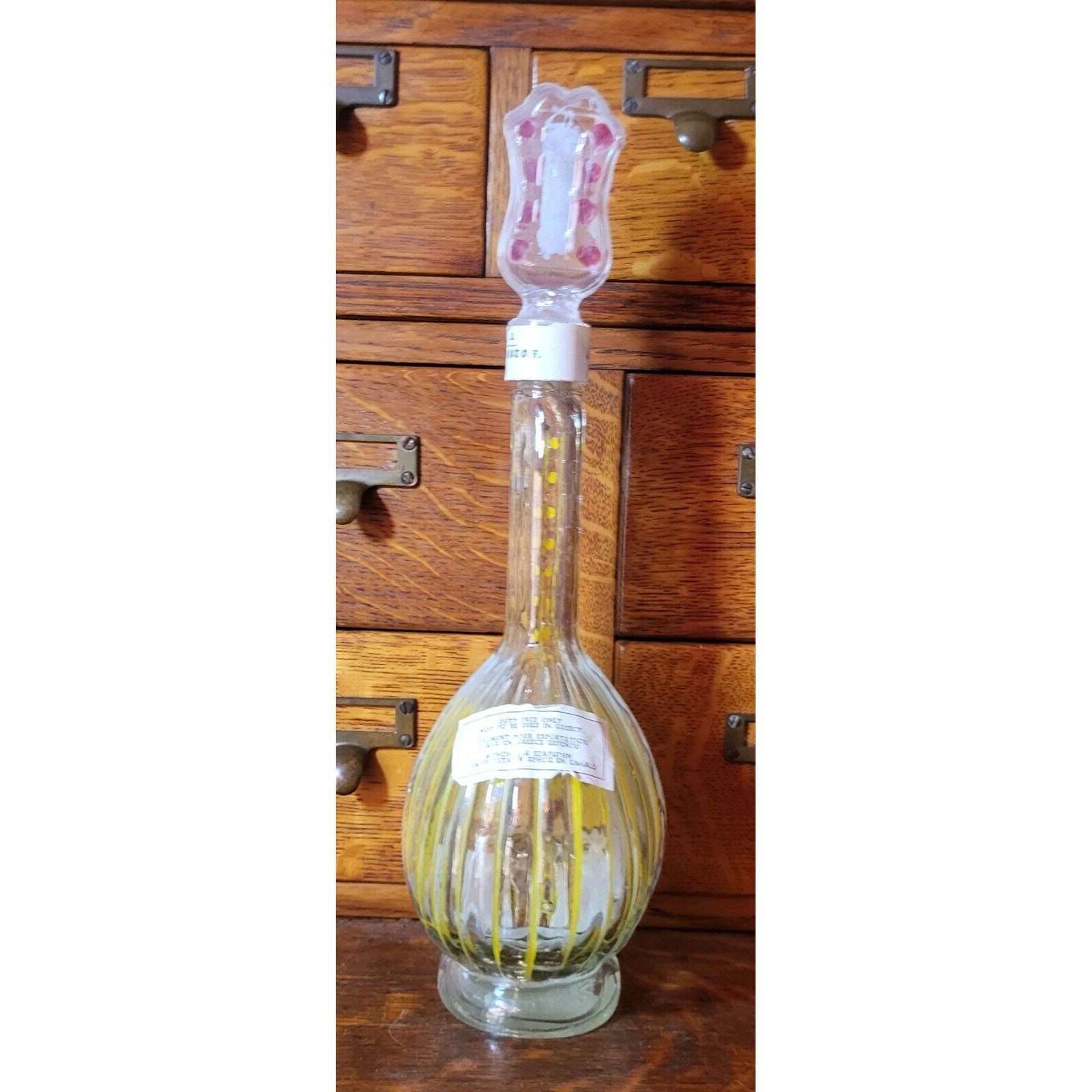 Bouzouki Greek Mandolin Decanter 1969 Glass Bottle Vase 14.5 Tall