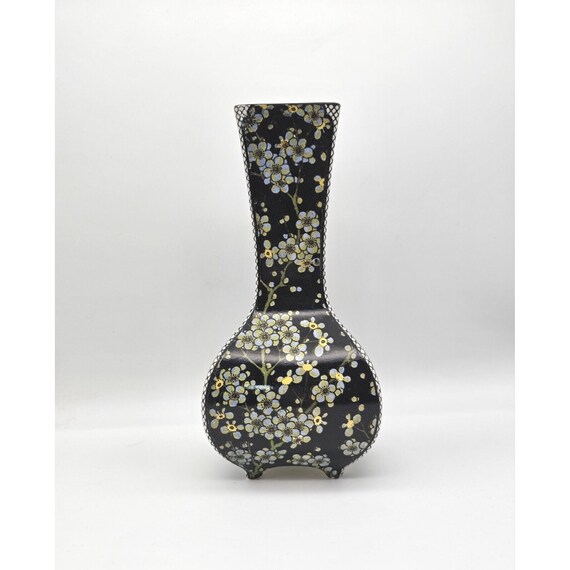 Vintage Royal Doulton Black Floral Chintz Vase 10"