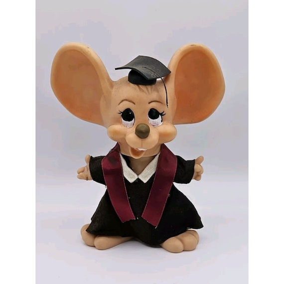 Vintage 1970's Roy Big Ear Mouse Coin Piggy Bank Graduation USA